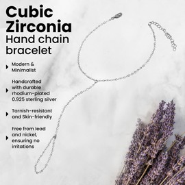 Silver Ring Hand Chain slave bracelet, Hand Jewelry bracelet for women (Silver, No Diamond)