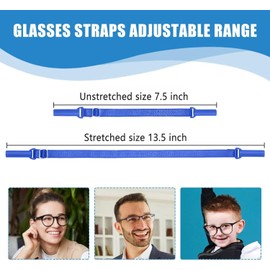 Adjustable Glasses Straps - 3 Pcs No Tail Adjustable Eyewear Retainer Glass Straps for Men, Women, Kids Eyelasses, Sunglasses,Blue (7.5-13.5 inch)