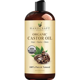 Handcraft 핸드크래프트 블렌드 캐스터 오일 - 16 Fl Oz 100% 순수 및 천연 모발 성장, 속눈썹 눈썹을 위한 프리미엄 등급 캐리어 헤어 바디 엑셀러 프레스 헥산 프리 [Organic Castor 8 Fl Oz (Pack of 1)] Handcraft Blend Castor Oil - 16 Fl Oz 100% Pure and Natural Hair Growth, Eyelash Eyebrow Premium Grade Carrier Hair