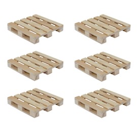 Creative Hobbies 6-Pack Mini Wood Pallet Coasters for Beverages, Hot and Cold Drinks, Mini Building Blocks Stacking, DIY Crafts, 4" x 4" x 11/16"