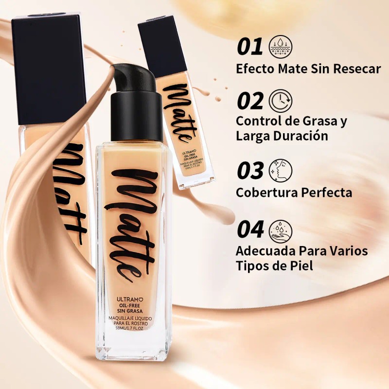 Bases De Maquillaje Mate Ultramo Larga Duración Oil Control