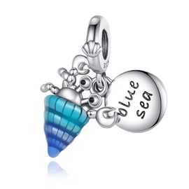 Famuan Jewelry Conch and Hermit Crabs Charms 925 Sterling Silver Sea Pendant Beads for Women fit Bracelets Summer Mother's Day Birthday Christmas Gifts for Granddaughters Friends