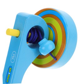 Kisangel 3pcs Wooden Top Toy Retro Gyroscope Peg- with Handle and String Wire for Kindergarten Preschool Toys,Random Color