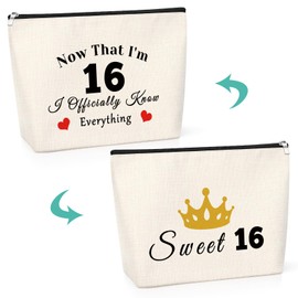 Sixteen Year Old Birthday Gift 16th Birthday Gift for Teen Girl Funny Cosmetic Bag Gift Sweet 16th Birthday Gift Happy 16th Birthday Gift for Daughter Makeup Bag 2008 Birthday Gift for Friend Sister
