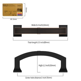 Coinkoly 10 Pack 3''(76mm) Kitchen Bronze Cabinet Handles Oil Rubbed Bronze Cabinet Pulls Drawer Hardware for Cupboard Bathroom Solid Dresser Handles CK0010