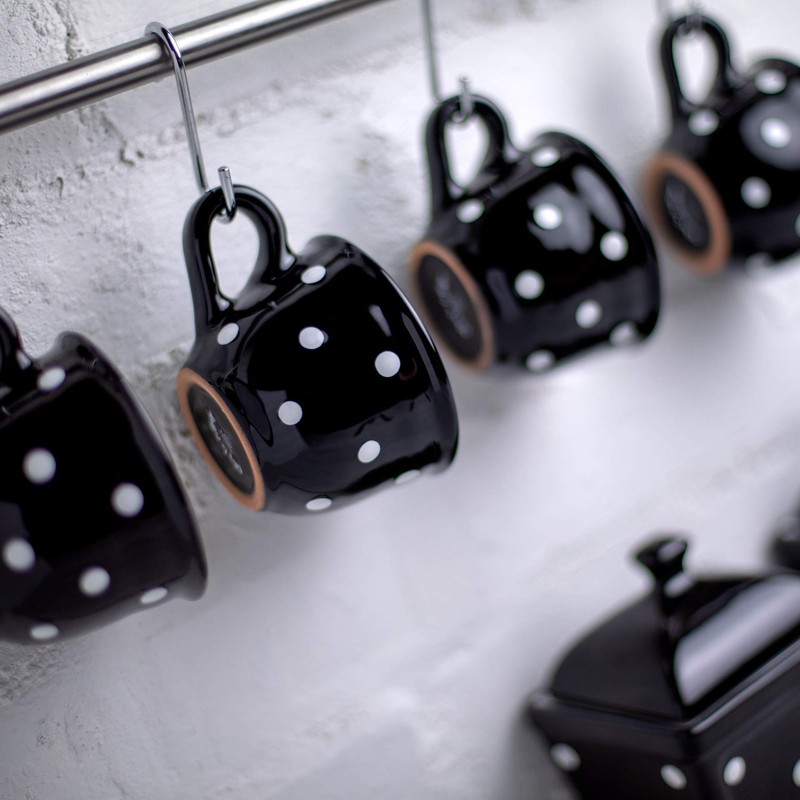 City to Cottage Handmade Black and White Polka Dot Ceramic