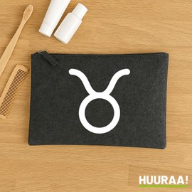 Huuraa Kulturbeutel Stier Sternzeichen Zeichen Geschenk 1 Liter Charcoal Filz Stier Geschenkidee