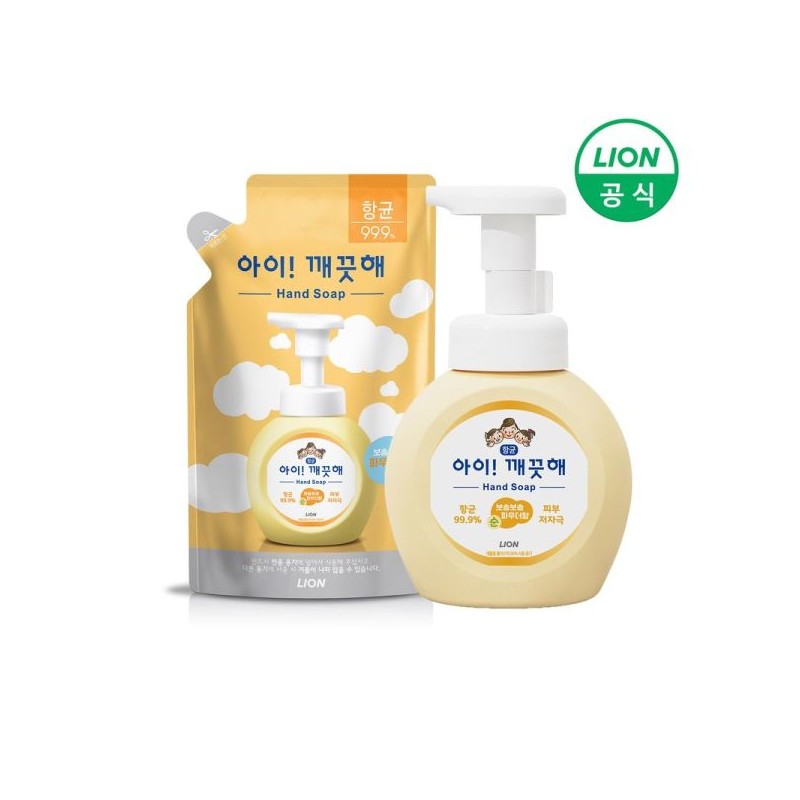 Igaeggeutae 라이온 아이깨끗해 핸드워시 용기 250ml 1개+리필 200ml 1개 (3종