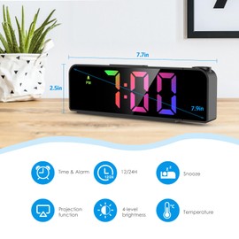 Ankilo Projection Alarm Clock for Bedrooms, Newest LED Alarm Clock with 180° Projection on Ceiling Wall with USB Charging,12/24H, Battery Backup, Snooze, Elderly,Heavy Sleepers,Snooze,12/24H