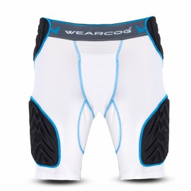 WEARCOG Adult Football Girdle for Men's | 5 Padded Integrated Football Pads with Hip, Tail, Thigh Pads and Cup Pocket | White Small Size