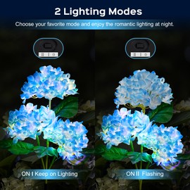 TANSOREN 4 Pack Solar Garden Lights Outdoor, Colorful LED Waterproof Solar Powered Hydrangea Flowers Landscape Lights for Outside Yard, Patio, Pathway Decorative, Décor, Two Lighting Modes