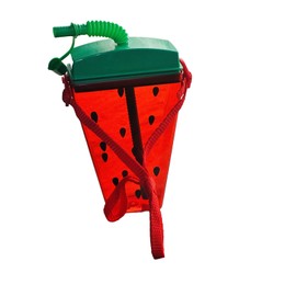 Unbranded Watermelon Tumbler Water Bottle w/ Straps & Straw Portable Cup Travel 450ml