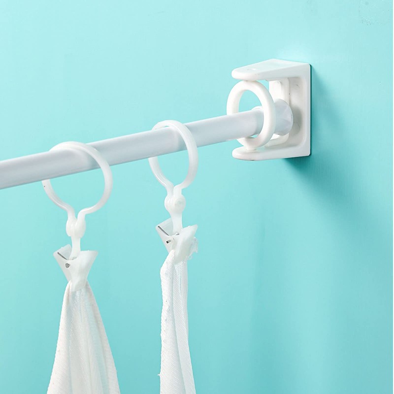 4Pcs Curtain Rod Holder with Swivel Ring Shower Rod Tension