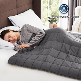 CuteKing Weighted Blanket for Adults (20lbs, 60"x80", Queen, Grey) Heavy Blanket for 180-190lbs, Weighted Blanket for Cooling & Heating with Premium Glass Beads, Soft Thick Blanket for Adult All-S