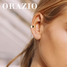 Orazio 925 Sterling Silver Ear Cuff Earrings CZ Non-Piercing Fake Helix Cartilage Cuff Earrings Conch Cuffs Earrings for Women, Silver, Cubic Zirconia