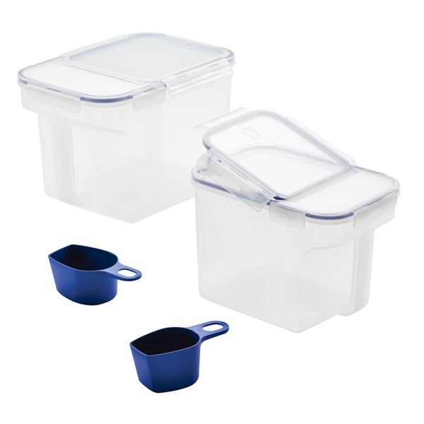 LocknLock Easy Essentials Container and Scoop Food Storage Bin Set, BPA-Free/Dishwasher Safe, 4 Piece, Clear