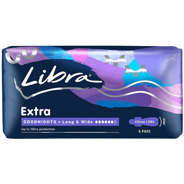 Libra Pads Extra Goodnights Long & Wide 6 - With Wings