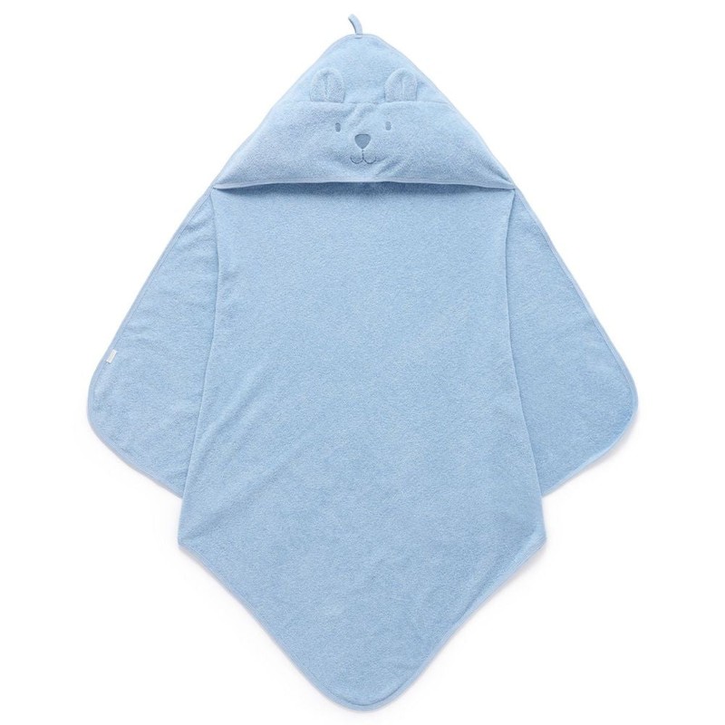 Purebaby Essential Bear Cotton Hooded Towel, Pale Pink Melange