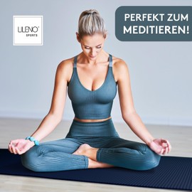 LILENO SPORTS Midnight Blue Yoga Mat (180 x 60 cm) with Carry Strap - Sports and Yoga Mat Extra Non-Slip in 4 mm Thickness - Gymnastics Mat and Fitness Mat for Workout and Yoga - Sports Mat