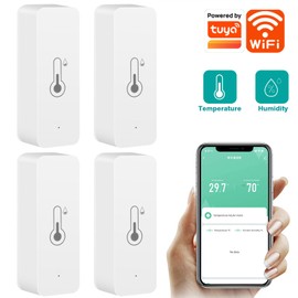 Ailao 4pcs WiFi Thermometer Wifi Hygrometer WiFi Temperature Tuya Smart Thermometer with App Indoor Thermometer Hygrometer Support Alexa