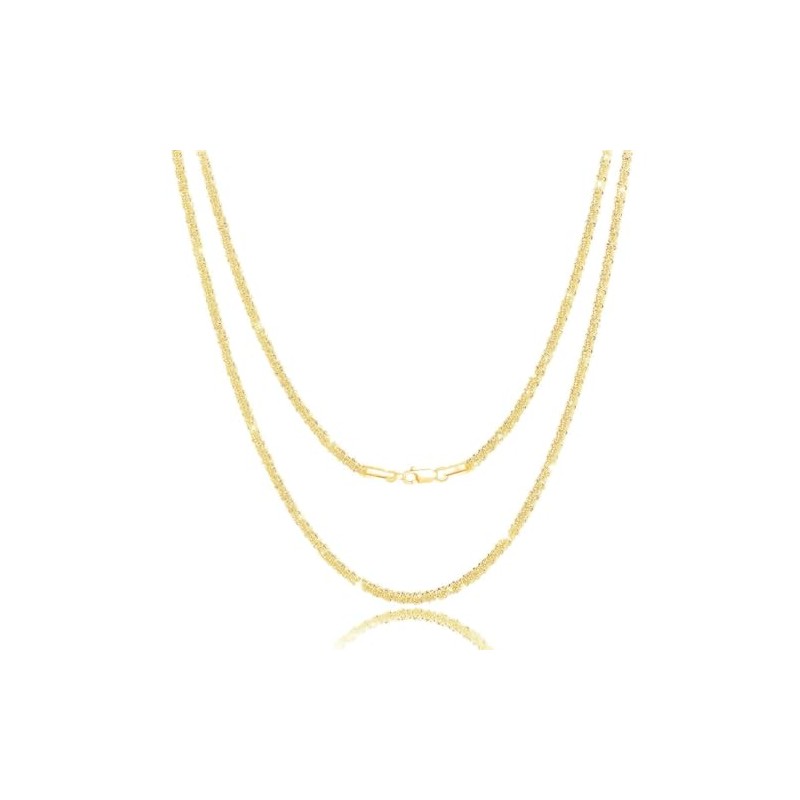 Waitsoul 925 Sterling Silver Sparkling Chain Lobster Clasp 2.5mm Necklace