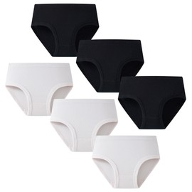 SEVENCANDY Little Girls Cotton Panties Kids Soft Undies Toddler Breathable Briefs Underwear (3Black/3White,6T)