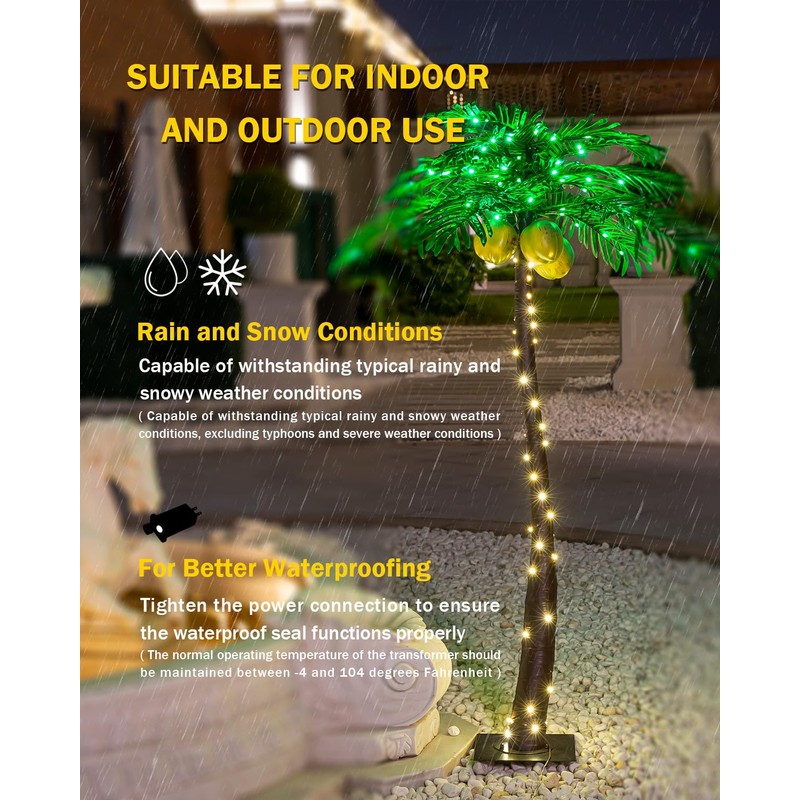 TYBEEU 5ft Lighted Palm Tree 136 LED Lights with Glowing