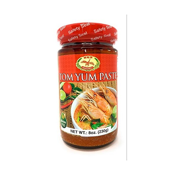 Gluten Free Thai Tom Yum Paste Instant Hot and Sour Soup Base 8 oz imported from Thailand (1 pack)