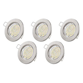 TEVEA Einbaustrahler Led 230V Warmweiß GU10 3W Leuchtmittel Chrom Gebürstet Einbau Rund Starr Rahmen als Set