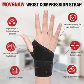 MOVGNAW Carpal Tunnel Wrist Brace, Wrist Brace Night Support for Fitness,Weightlifting, Wear Anywhere&Adjustable, For Women Men - Right & Left Hands (Black)