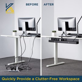 2 Pack Cable Management Tray – 16.5 inch Under Desk Cable Organizer Tray for Wire Power Strip - Safe Steel Cable Tray for Desks, Office, and Home (Black)