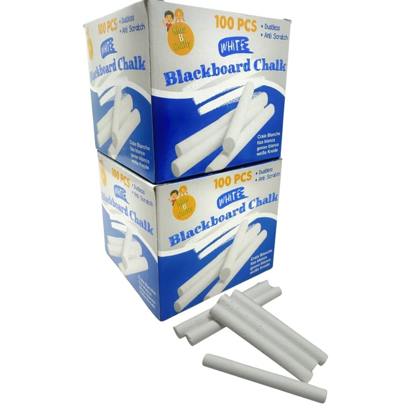 Kids B Crafty 2 x 100 White Blackboard Chalk Sticks