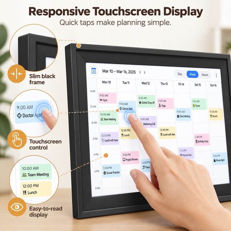 10.1-Inch Smart Family Calendar for Home Planning – WiFi Touchscreen