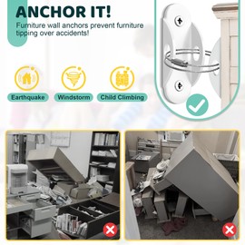 4our Kiddies 4our Kiddies Furniture Anchors (6 Pack) 2024 Upgraded Furniture Straps for Baby Proofing, Secure 400 Pound Furniture to Wall Prevent Falling Anti Tip Earthquake Straps for Child Safety