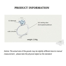 Bellitia Jewelry Women's CZ Diamond Solitaire Ring 925 Sterling Silver White Gold-Plated / Gold-Plated Rings with Brilliant Cut Cubic Zirconia, Engagement Ring, Front Ring, Wedding Ring, 3ct, Cubic