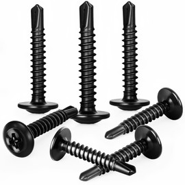 120pcs 4.2x50 mm Self Tapping Screws Self Drilling Screws Wafer Black for Metal Sheets Roofing Windows, Etc