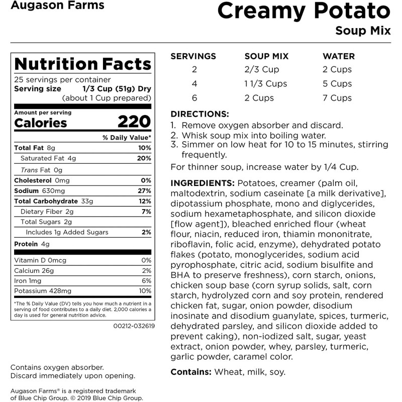 Augason Farms EMERGENCY Food Creamy Potato Soup Mix #10 Can