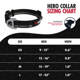 Hero - Heavy Duty Dog Collar | Tough Dog Collar | Reflective Dog Collar with Aluminium D-Ring Leash Clip | Separate Dog ID Tag Attachment Keeps Engraved Dog Tags Quiet | Easy Sizing for All Breeds