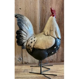 Rooster Farmhouse Style Decor Standing Figurine, 12 x 9 inches, Black/White