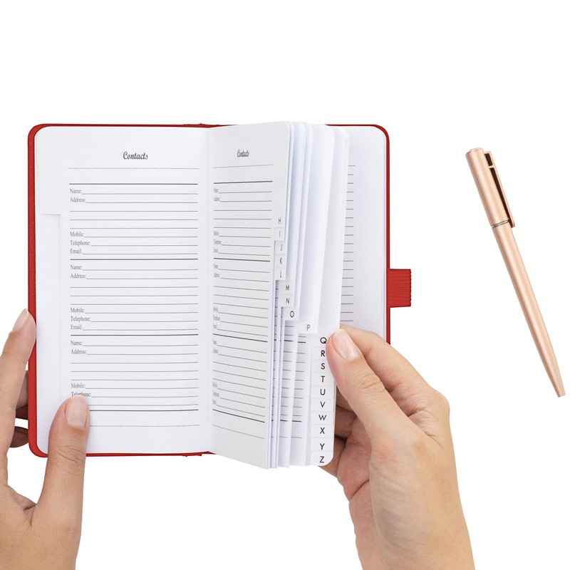 Address Book A-Z Red Index Hard Back Slim Address &