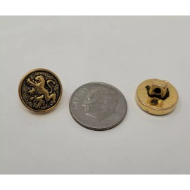 Unbranded 12 pcs Heraldic Lion Round Gold Plastic Craft Sewing Shank Buttons 13mm VTG