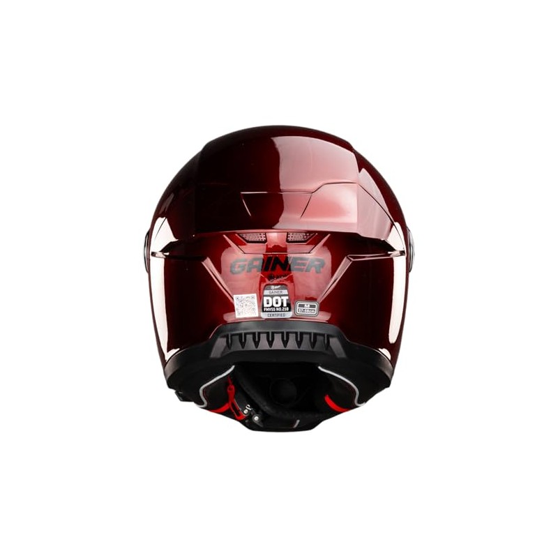 KOV Casco Gainer Cherry Rojo Brillante Integral para Moto Certificado