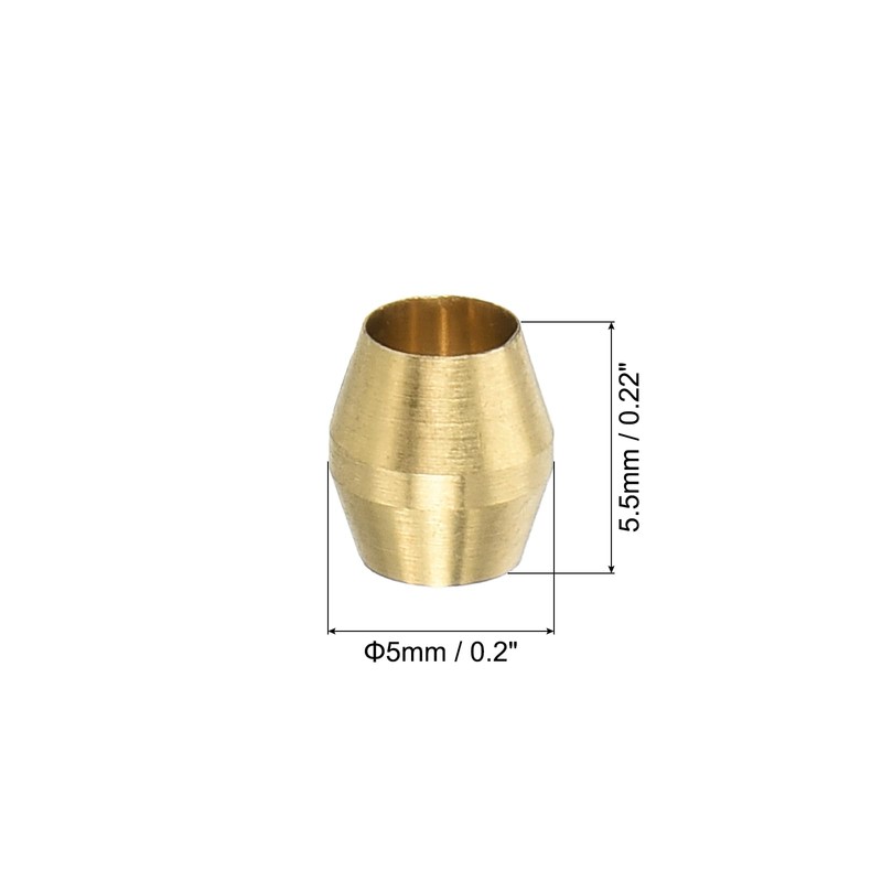 PATIKIL 1/8" ID Compression Sleeve Ferrules, 10 Pack Brass Sleeve