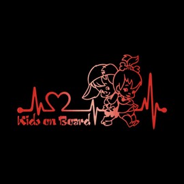 Iprokiu 2pcs Heartbeat Kids on Board Sticker for Car Vinyl Decal Car Body Window Bumper Stickers Cute Boy and Girl Baby on Board Safety Warning Sign Laptop SUV Trucks Car Sticker and Decal (Brushed