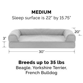 Furhaven Orthopedic CertiPUR-US Certified Foam Pet Beds for Small, Medium, and Large Dogs and Cats - Plush and Suede Sofa, Comfy Couch Dog Bed, and More