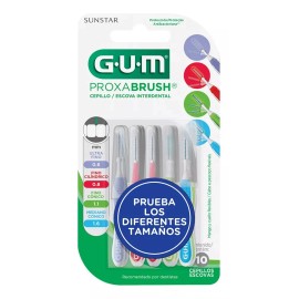 GUM Cepillos Interdentales Gum Proxabrush Diferentes Tamaños 10 Cepillos