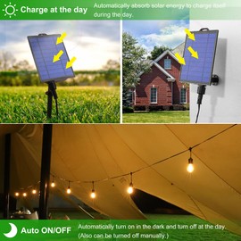 Solar Outdoor String Lights, Color Changing Warm White to Cool White with Remote, Shatterproof LED Bulbs for Backyard Garden Gazebo Patio Pergola (60FT-20LIGHTS)