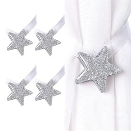 POFET Pack of 4 Magnetic Curtain Buckle, Curtain Tieback Curtains, Star Magnetic Curtain Clips, Curtain Tiebacks, Curtain Tieback Clips, for Indoor Office Window Curtain Holder Decoration