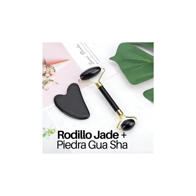 Kit Rodillo Y Piedra Gua Sha Masajeadora Anti-arrugas Kit 2