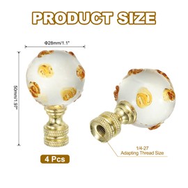 PATIKIL 1/4-27 Lamp Finial Cap for Lampshade Harp Top, 4Pcs Cap Nut Screw Cap Knob Clear Spiral Ball Shaped Glass Lamp Shade Decoration for Table Floor Lamp, Yellow